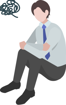悩んでいる男性のイラスト